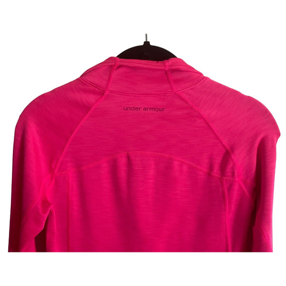 Under Armour ColdGear Fitted Pullover XS Pink Quarter-Zip Thumbholes - Picture 10 of 14